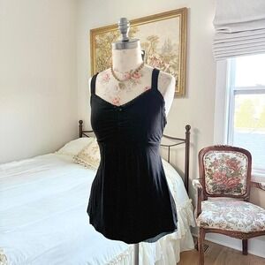 y2k black babydoll top  y2k secret treasures black camisole top size xl
